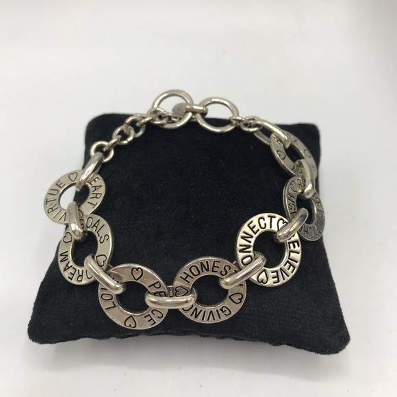 Cookie Lee Bracelets Uplifting Words & Hearts Silver Tone - Picture 1 of 4